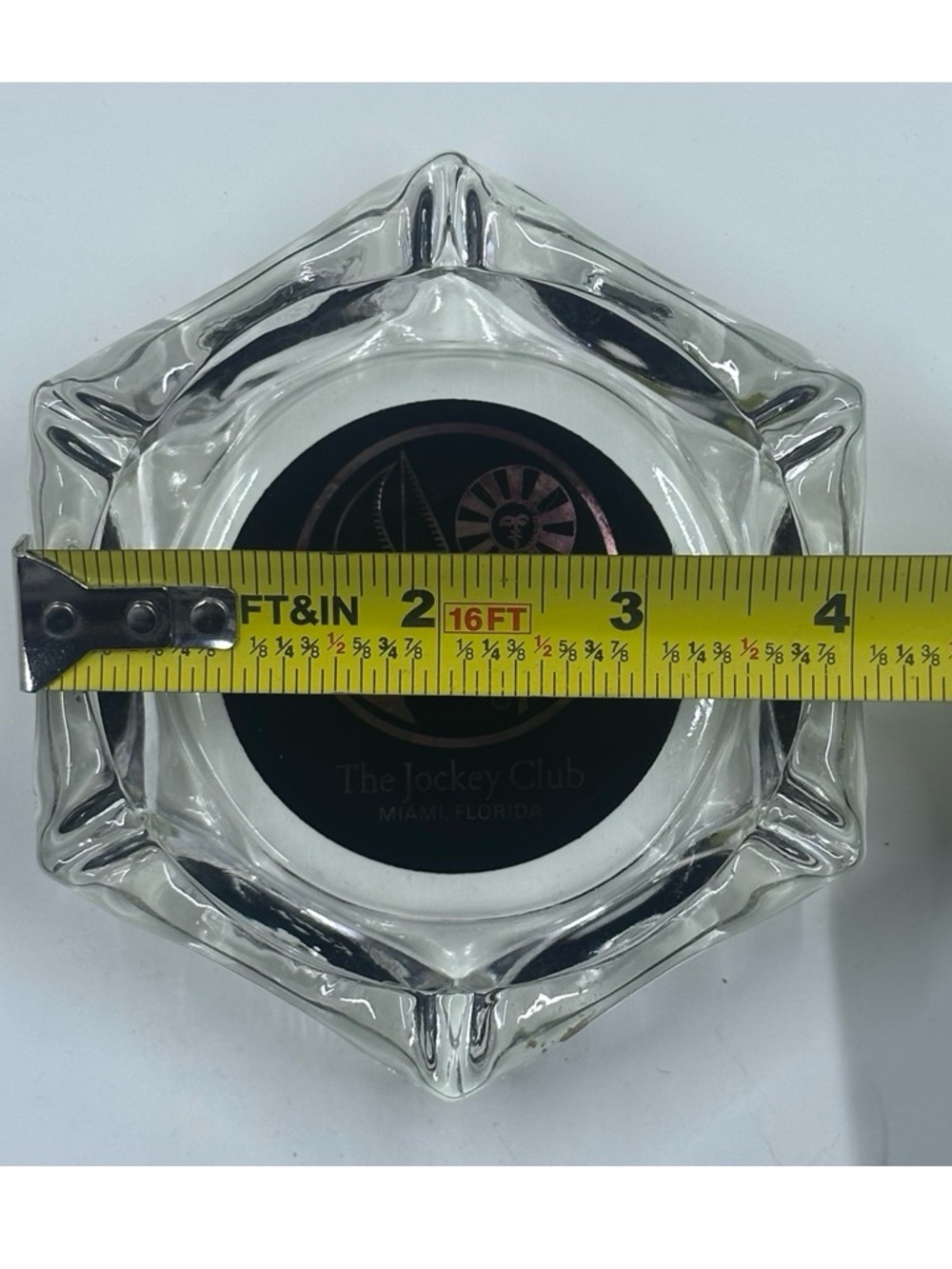 Vtg The Jockey Club Miami Florida Glass Ashtray - Black & Gold - Picture 4 of 5